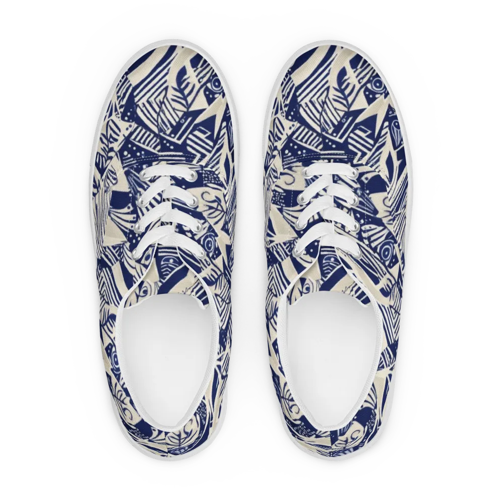 Indigo Jungle on Men's Lace-Up Canvas Shoes — Front