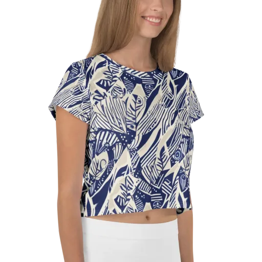 Indigo Jungle on a Crop Tee