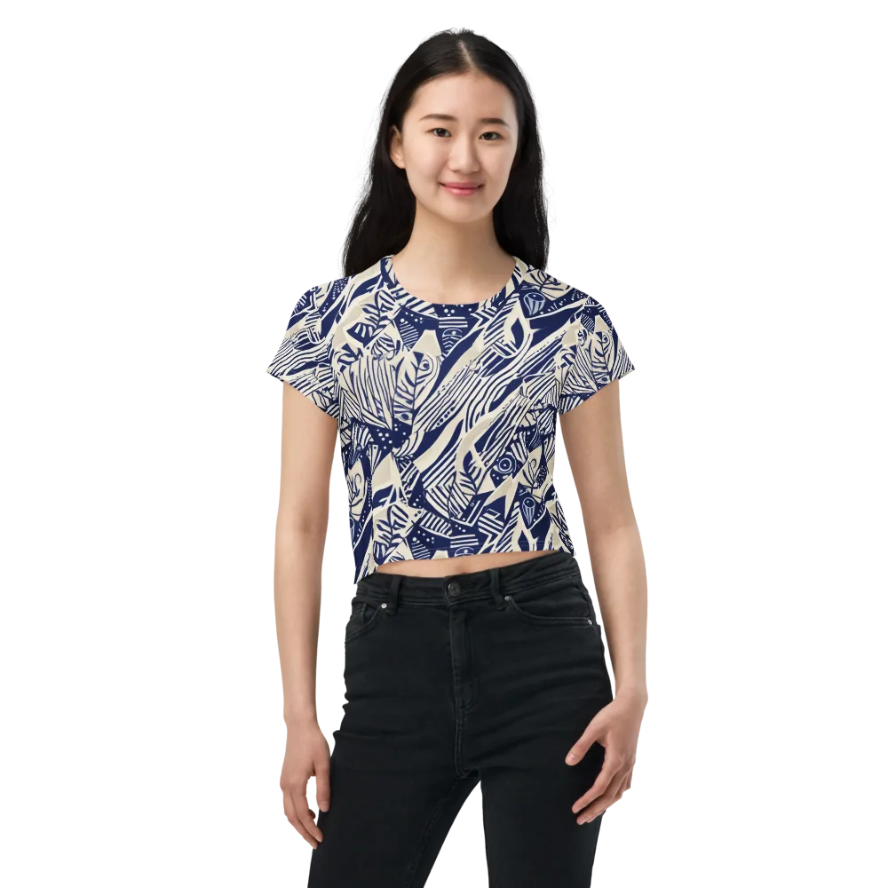Indigo Jungle on Crop Tee — Front