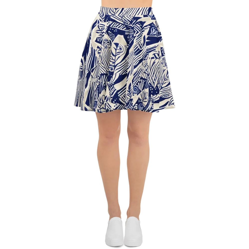 Indigo Jungle on Skater Skirt — Front