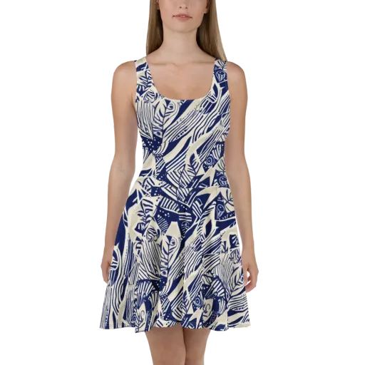 Indigo Jungle on a Skater Dress