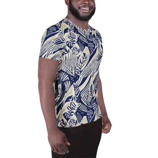 Indigo Jungle on a Men's Athletic T-Shirt