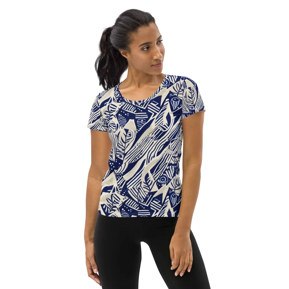 Indigo Jungle on Women's Athletic T-Shirt — Front
