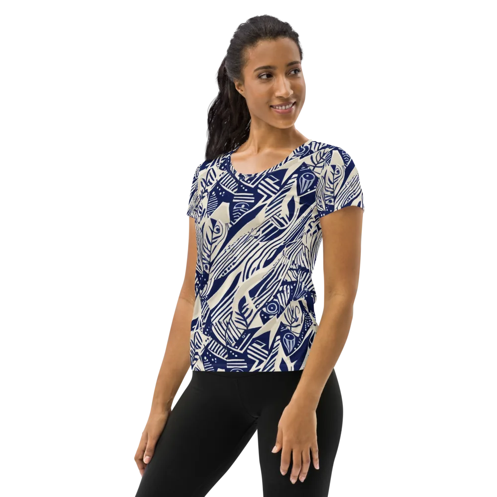 Indigo Jungle on Women's Athletic T-Shirt — Left