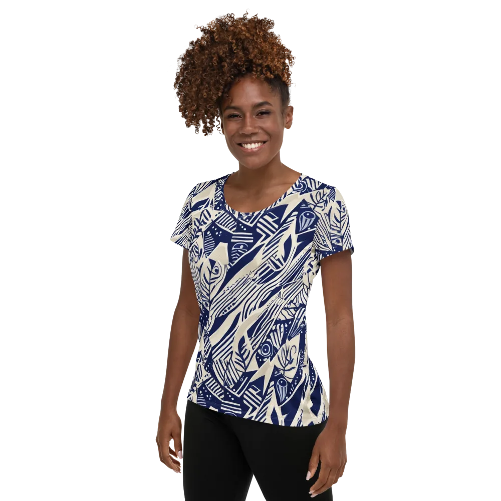Indigo Jungle on Women's Athletic T-Shirt — Left