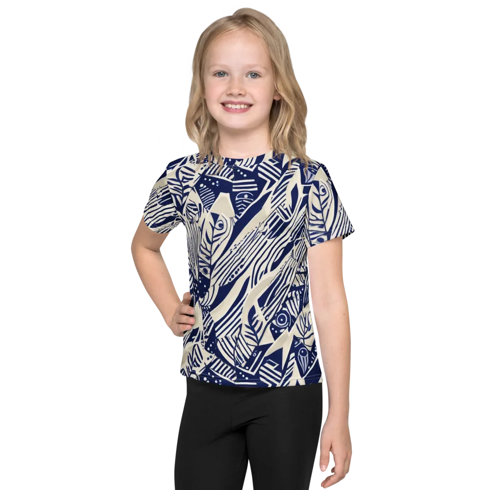 Indigo Jungle on Kids Crew Neck T-Shirt — Front