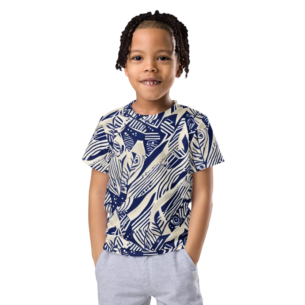 Indigo Jungle on Kids Crew Neck T-Shirt — Front