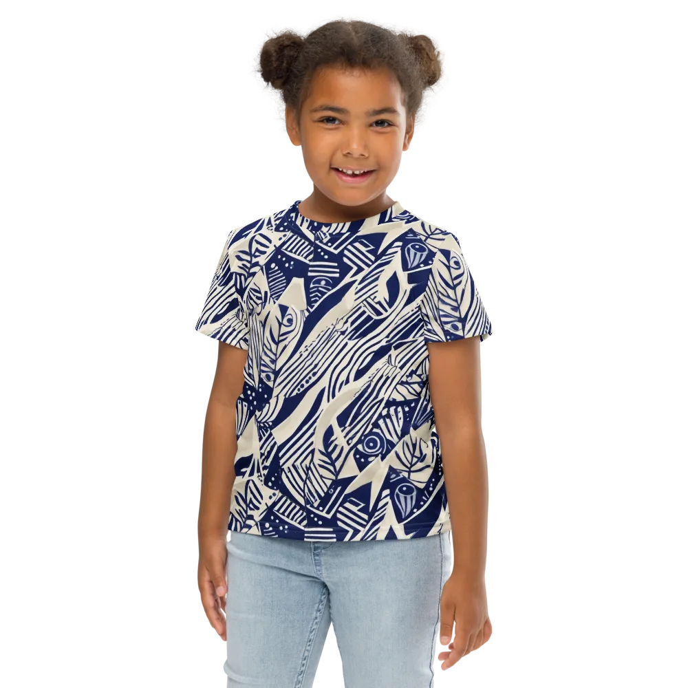 Indigo Jungle on Kids Crew Neck T-Shirt — Front