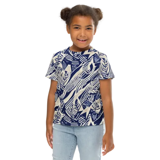 Indigo Jungle on a Kids Crew Neck T-Shirt
