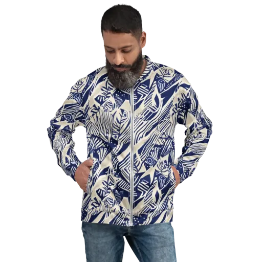 Indigo Jungle on a Bomber Jacket