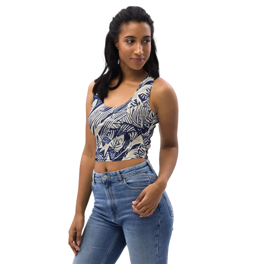 Indigo Jungle on Crop Top — Left Front