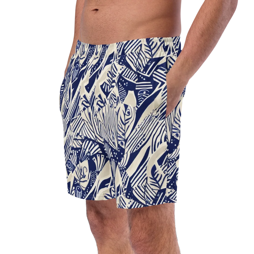 Indigo Jungle on Swim Trunks — Left Front