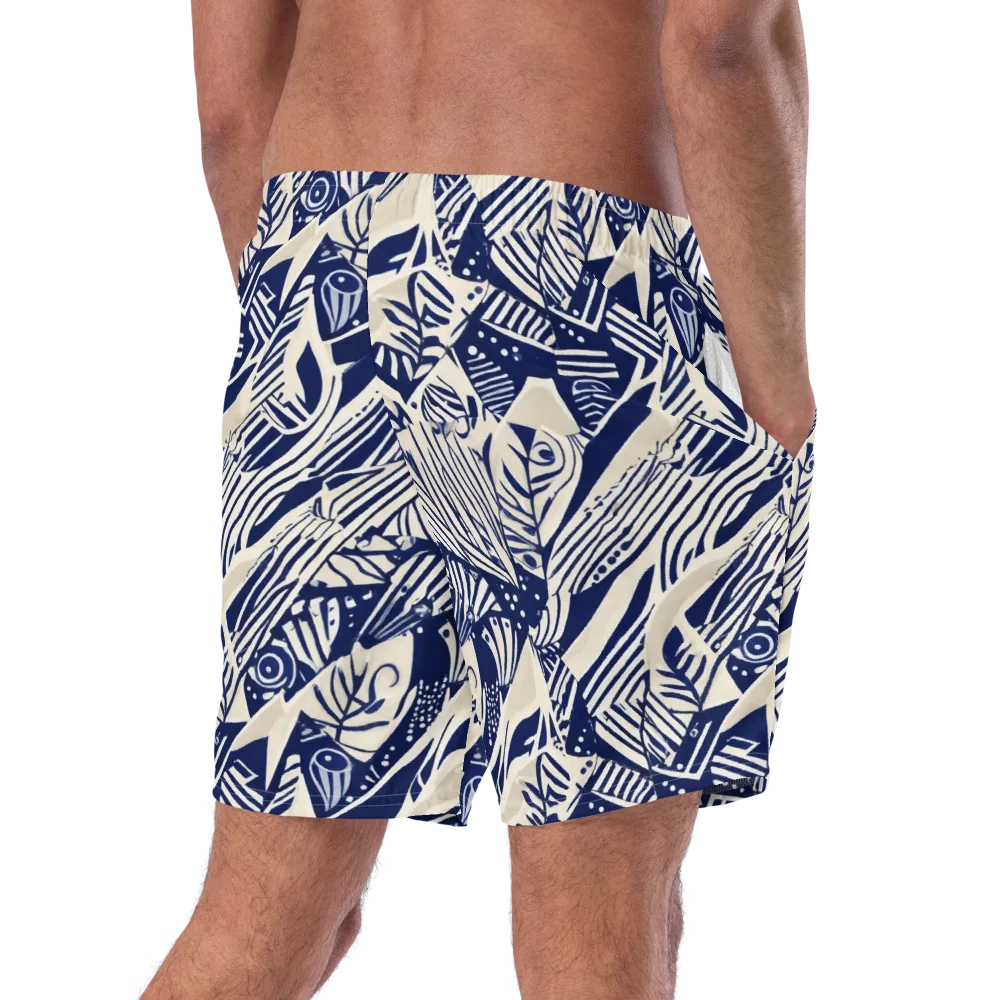 Indigo Jungle on Swim Trunks — Right Back