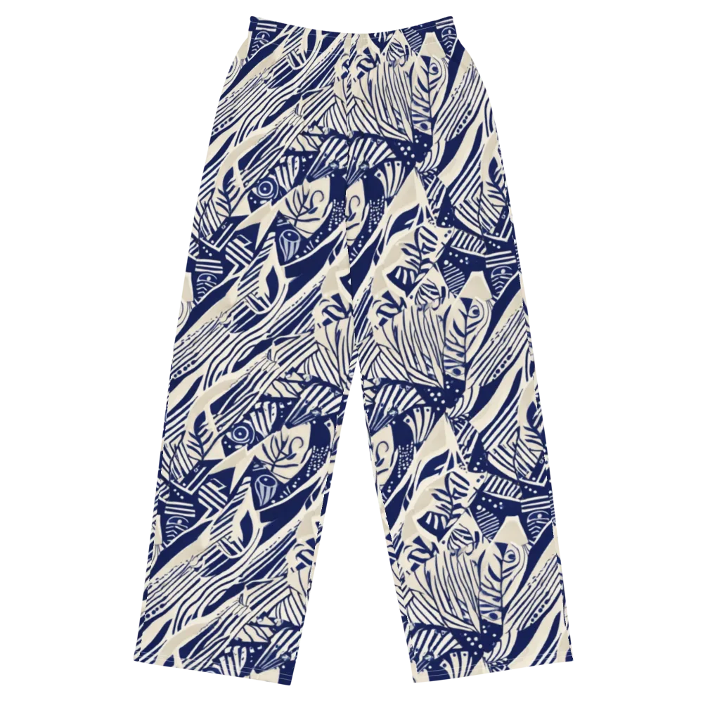 Indigo Jungle on Wide-Leg Pants — Front