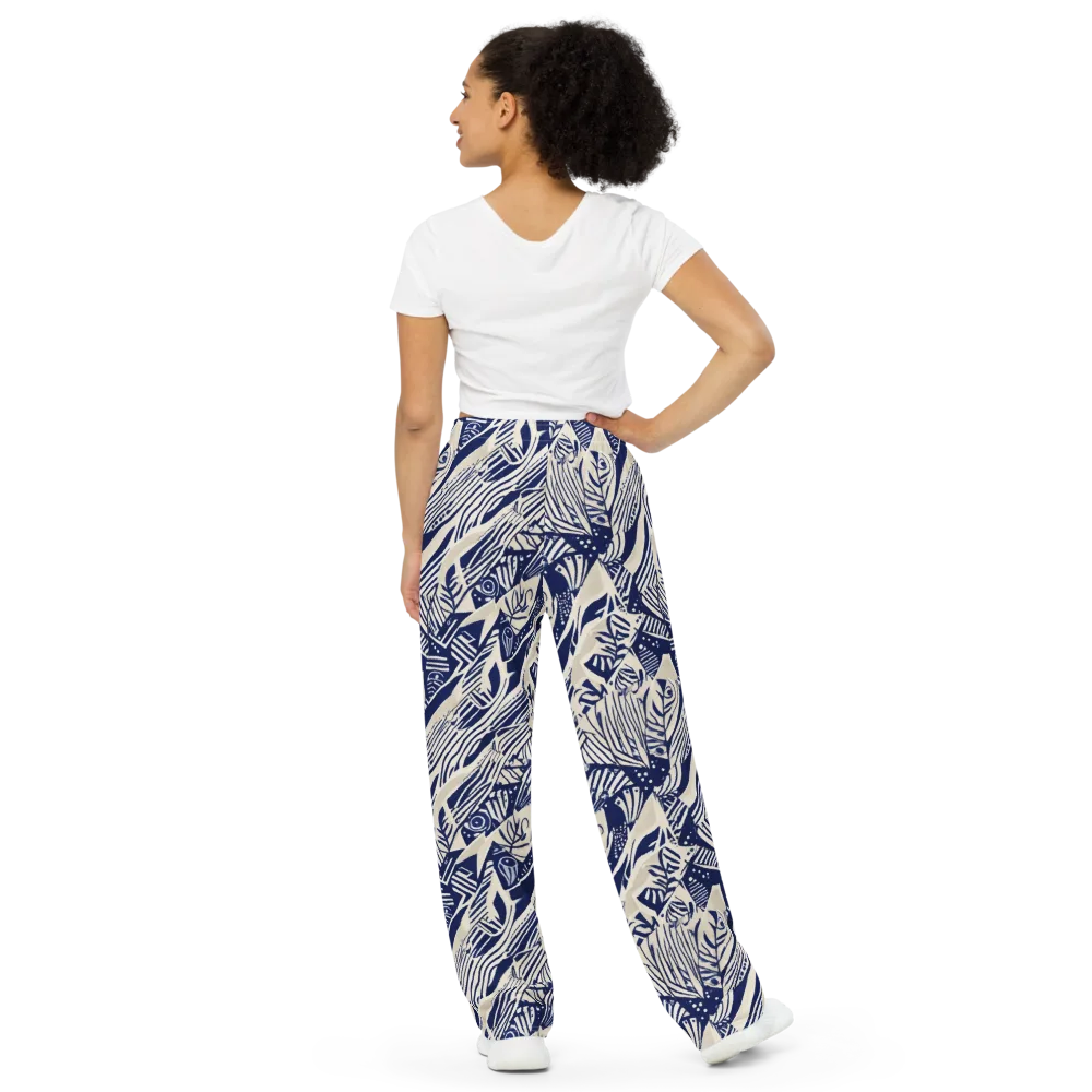 Indigo Jungle on Wide-Leg Pants — Back
