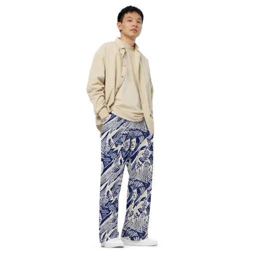 Indigo Jungle on a Wide-Leg Pants