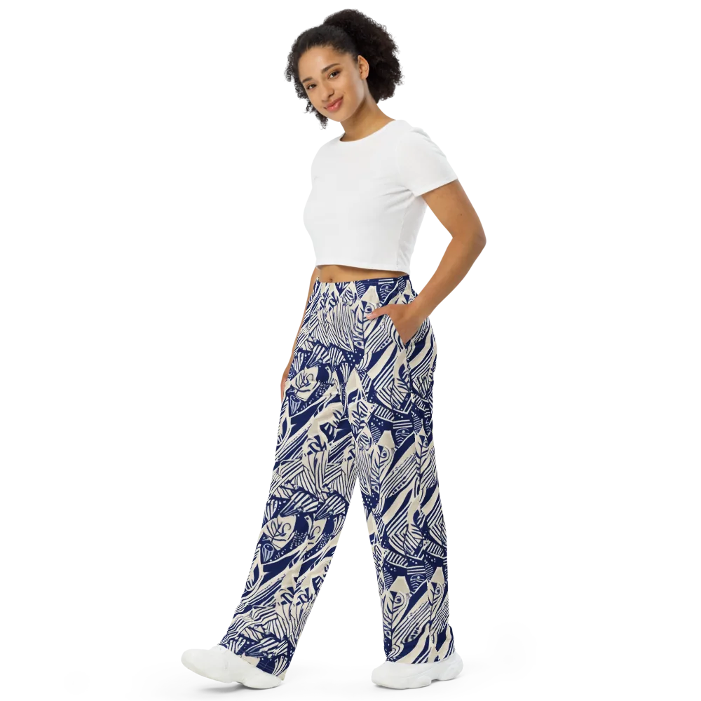 Indigo Jungle on Wide-Leg Pants — Left Front