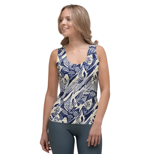 Indigo Jungle on a Women's Tank Top