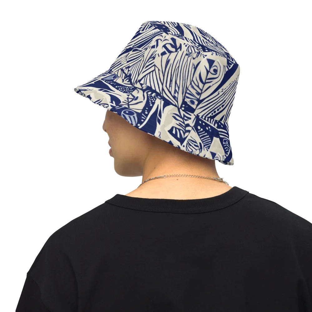 Indigo Jungle on Reversible Bucket Hat — Back Inside