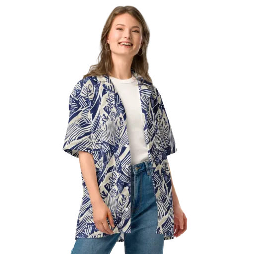 Indigo Jungle on a Button Shirt