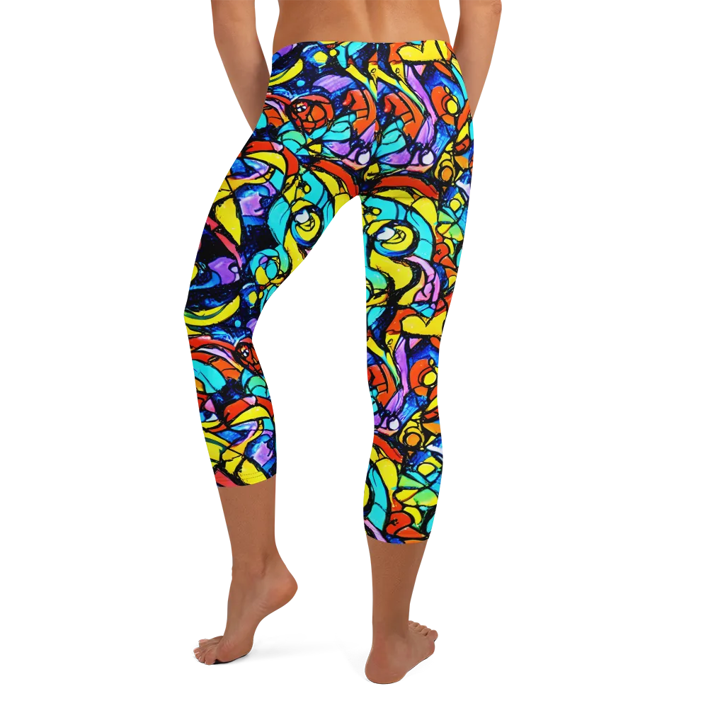 Stained Glass Fever on Capri Leggings — Back