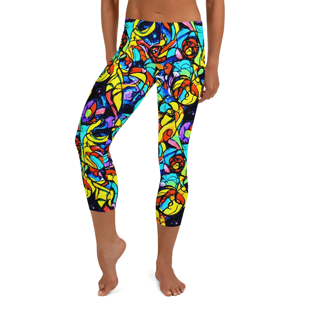 Stained Glass Fever on Capri Leggings — Front