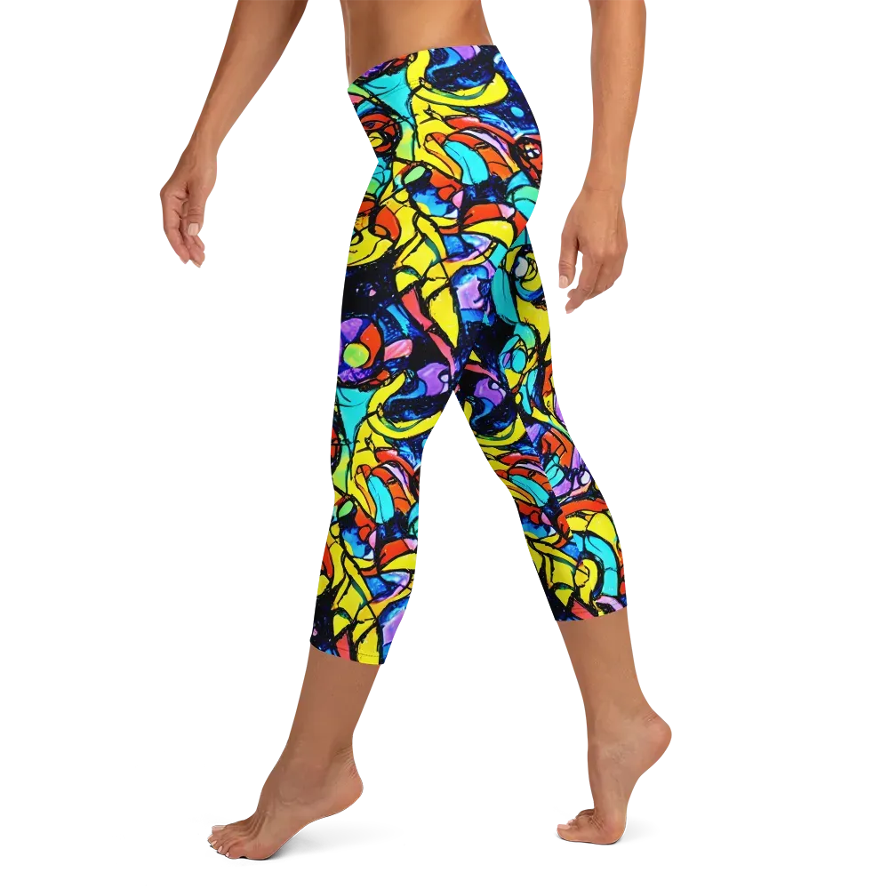 Stained Glass Fever on Capri Leggings — Left