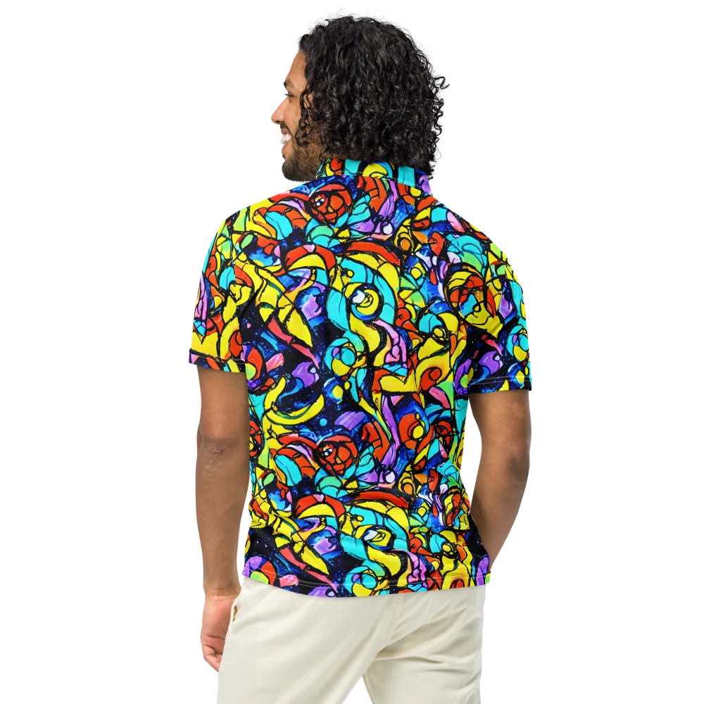 Stained Glass Fever on Men's Slim Fit Polo Shirt — Back