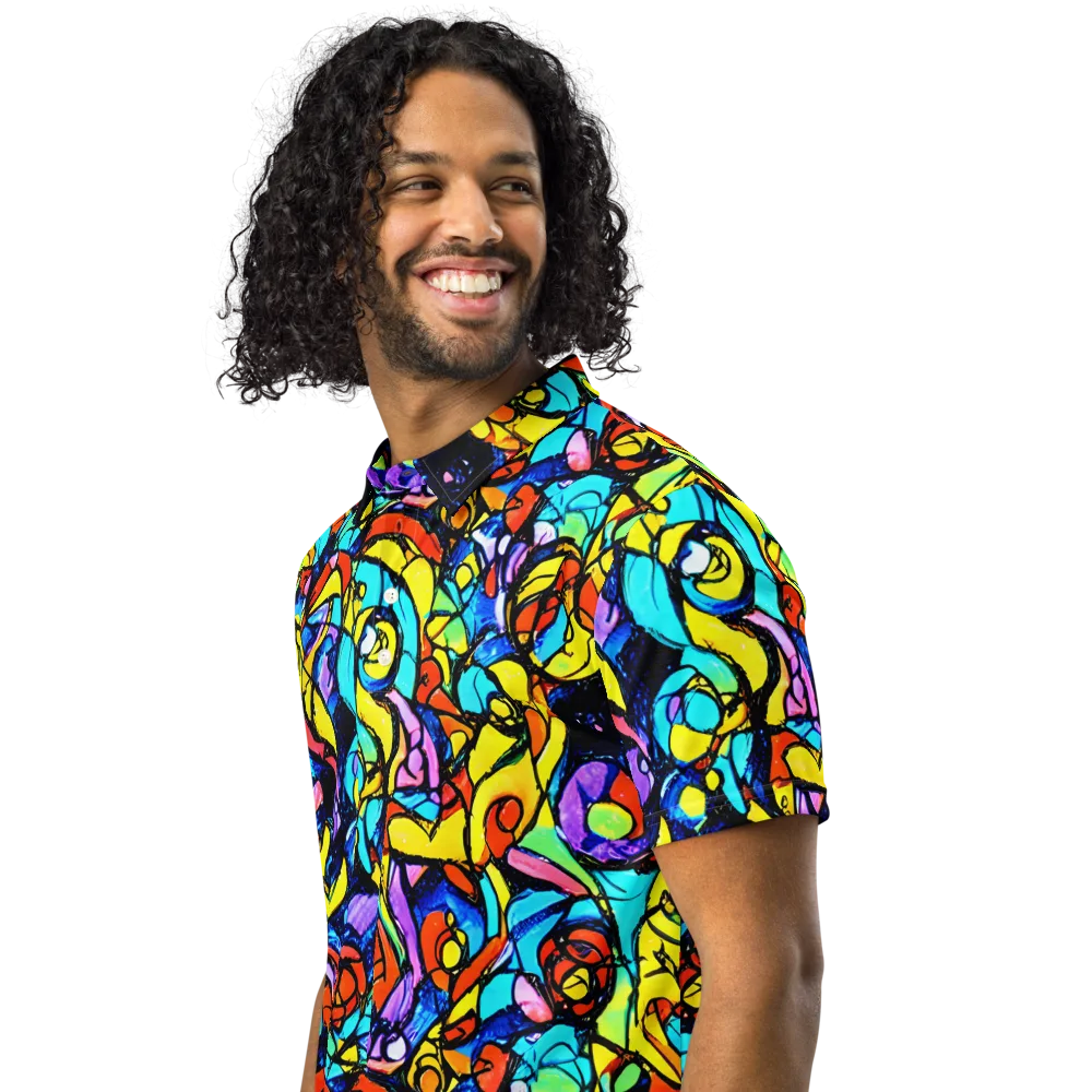 Stained Glass Fever on Men's Slim Fit Polo Shirt — Left Front