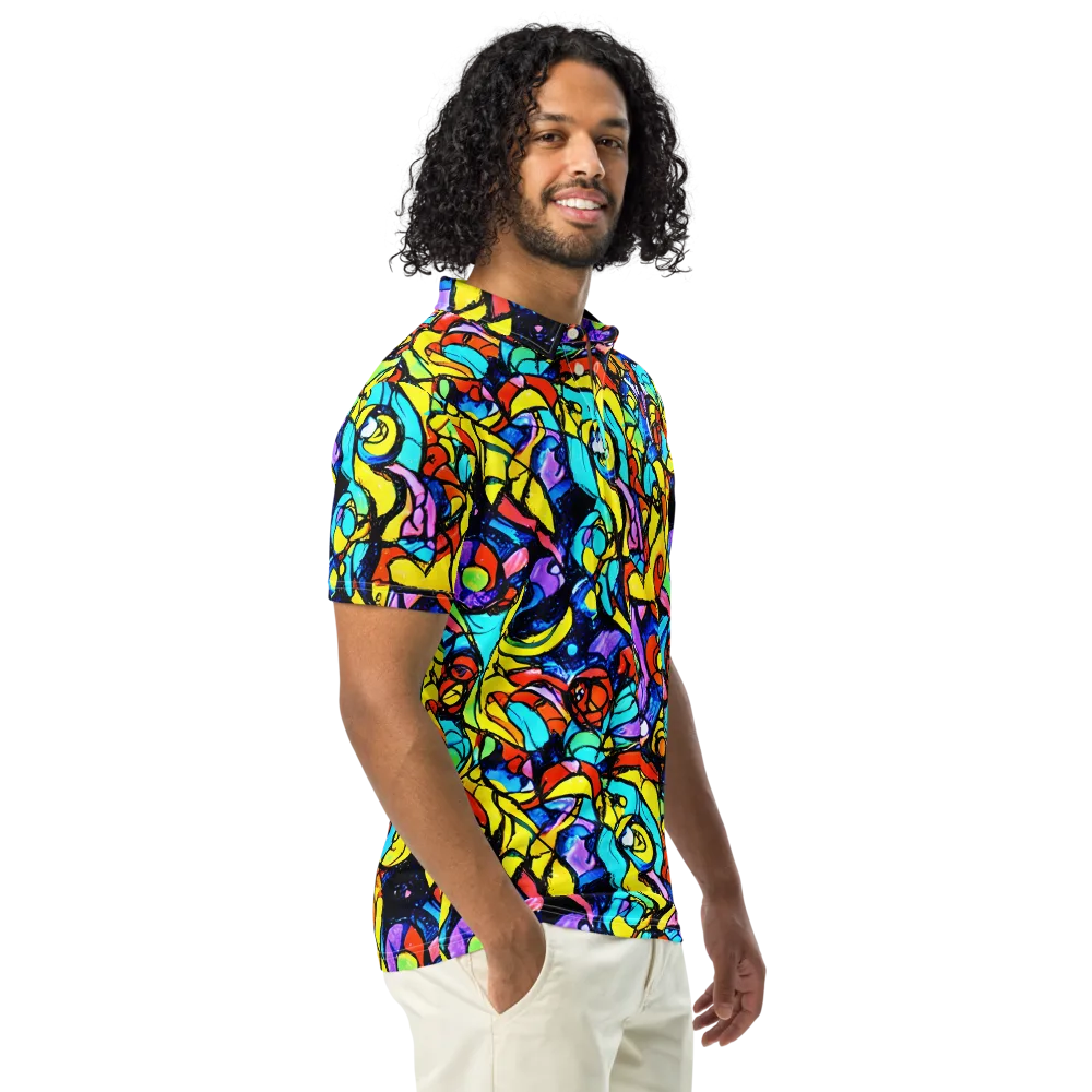 Stained Glass Fever on Men's Slim Fit Polo Shirt — Right Front