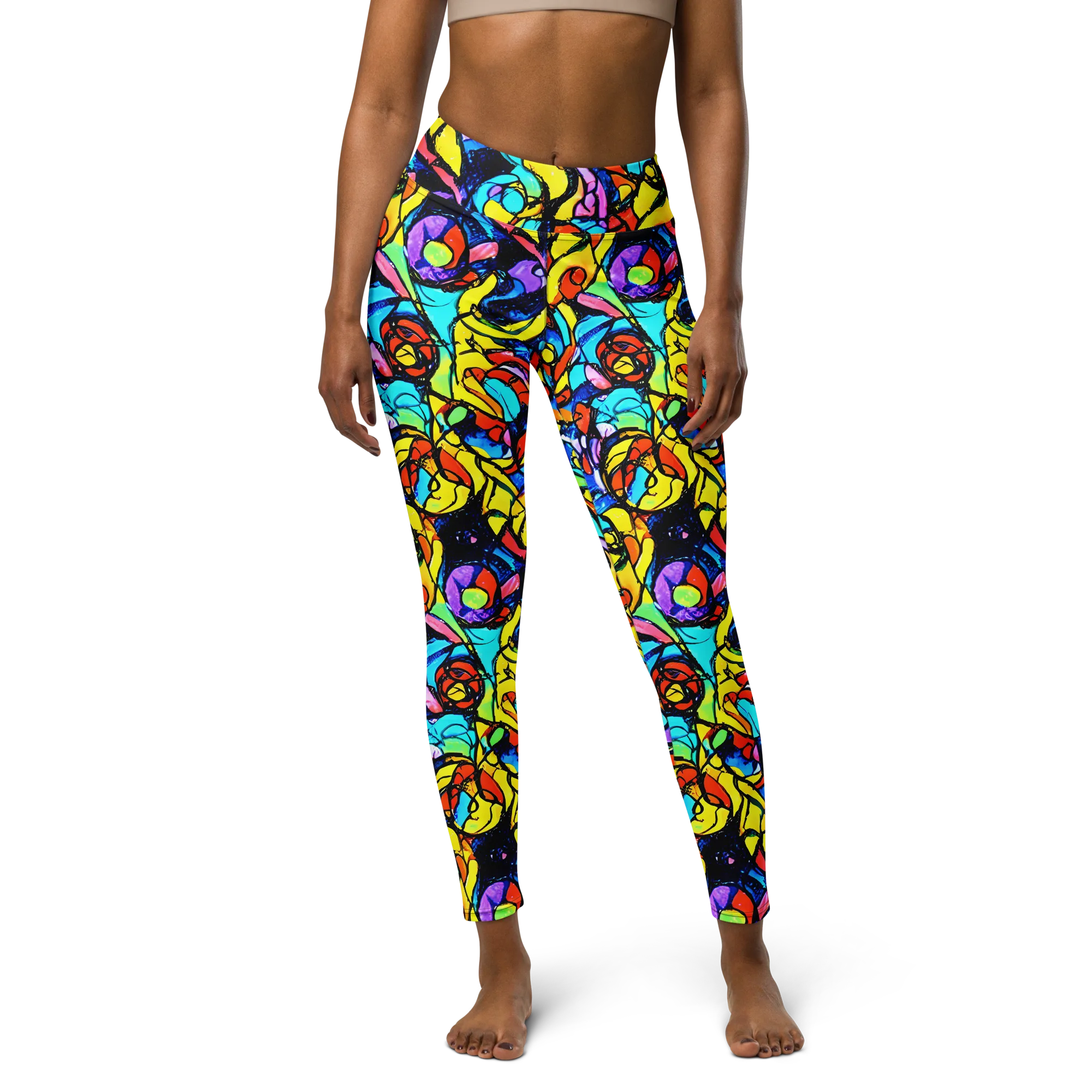 Stained Glass Fever on Yoga Leggings — Front