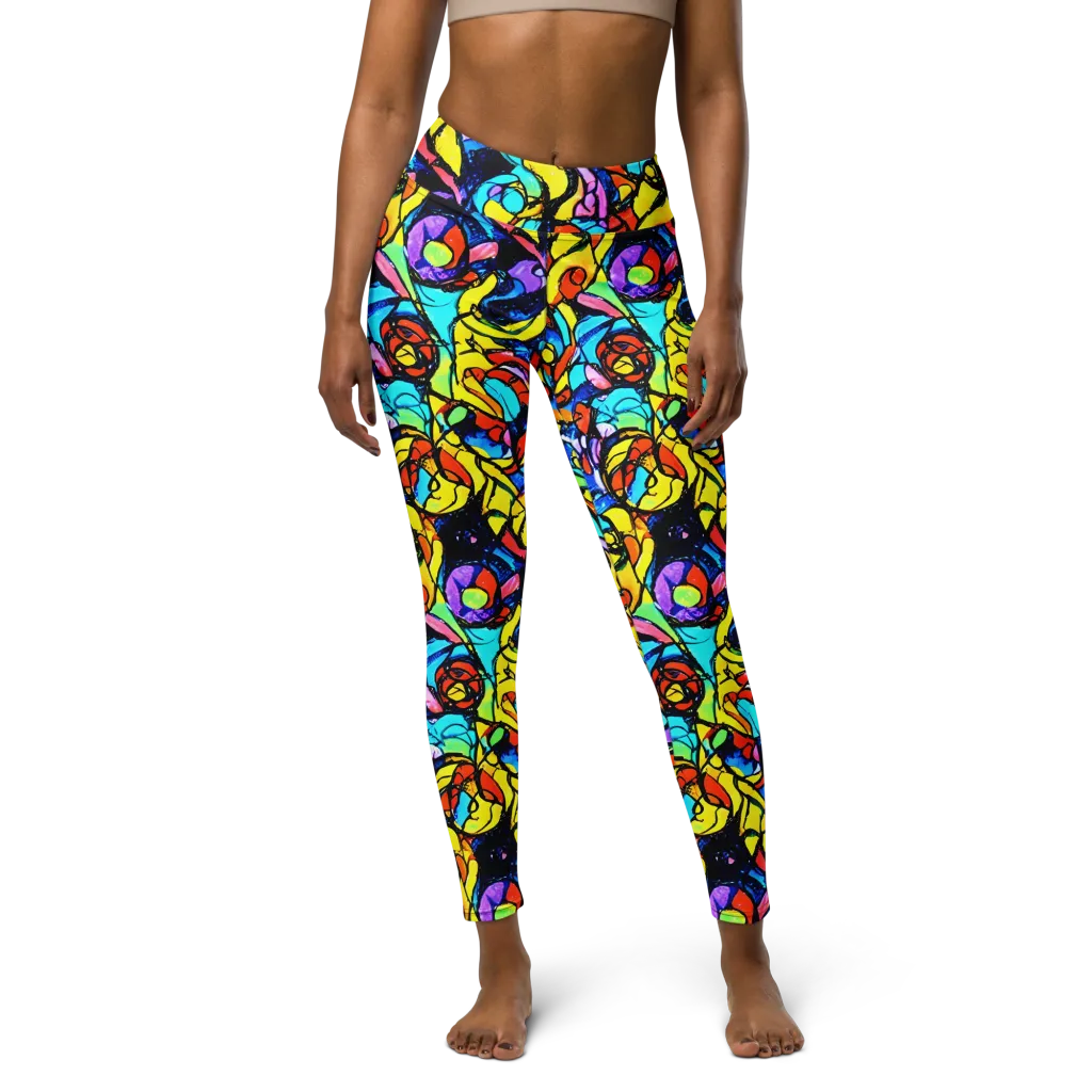 Stained Glass Fever on Yoga Leggings — Front