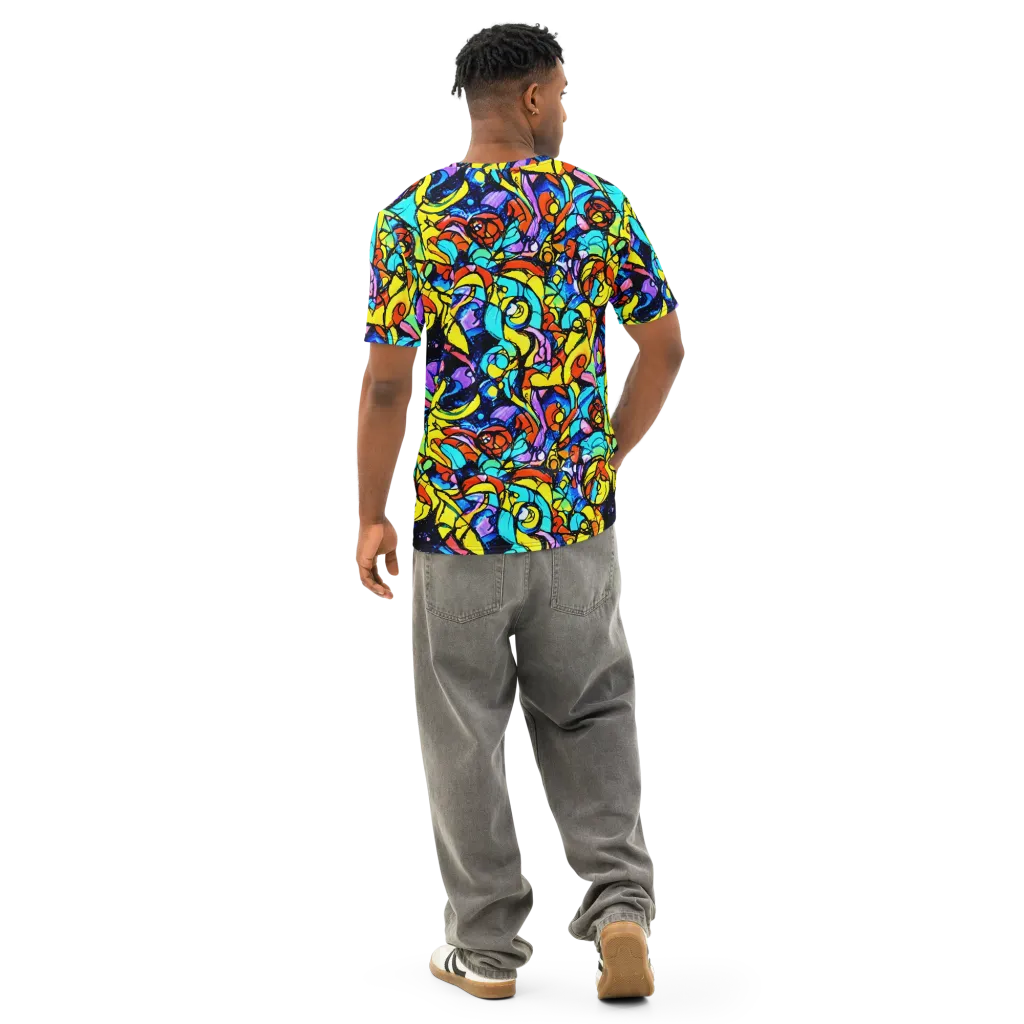 Stained Glass Fever on Men's Cotton Crew Neck T-Shirt — Back