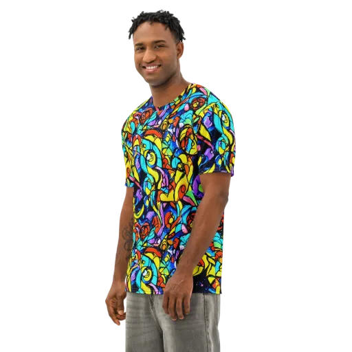 Stained Glass Fever on a Men's Cotton Crew Neck T-Shirt