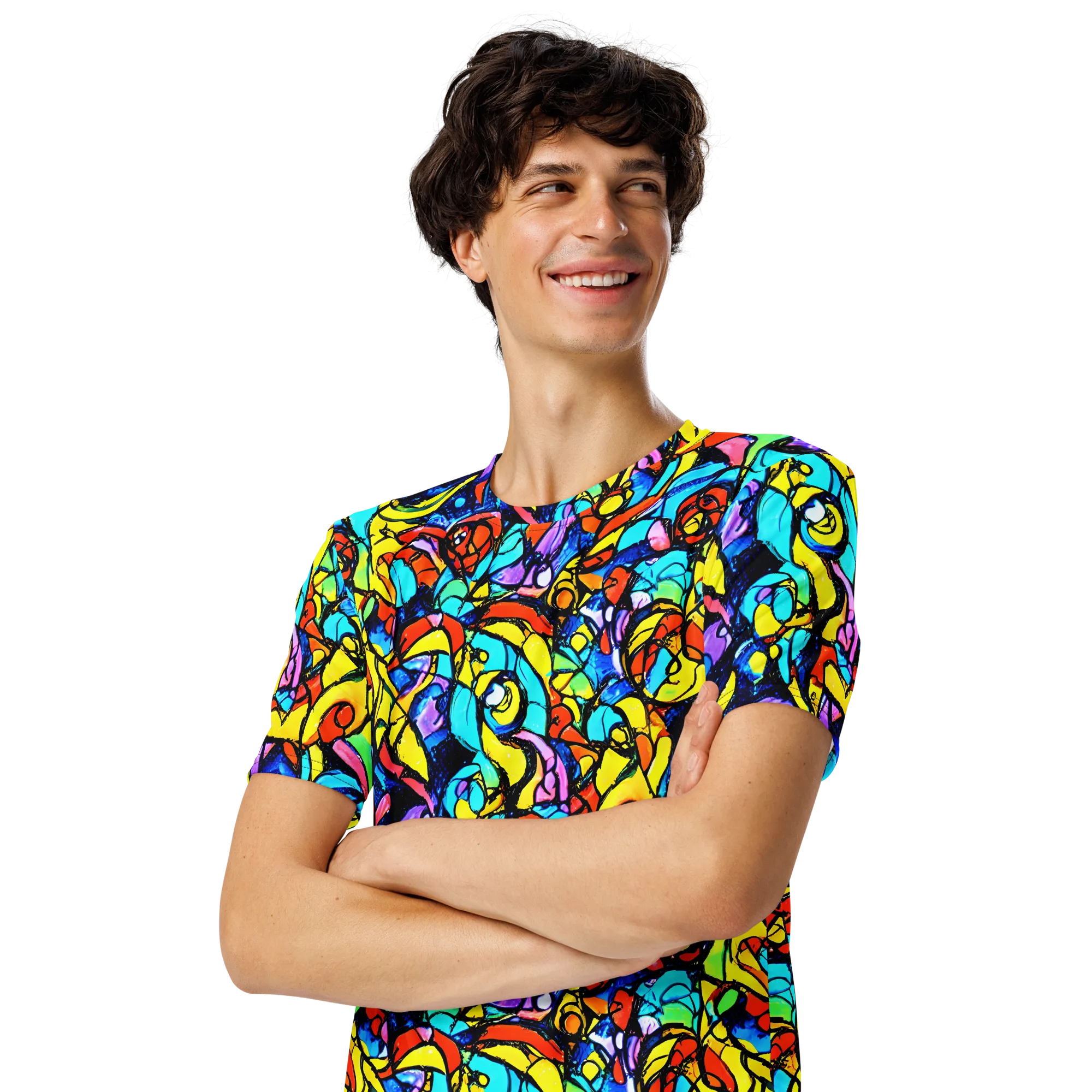 Stained Glass Fever on Men's Crew Neck T-Shirt — Left Front