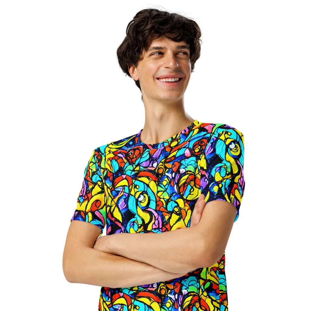 Stained Glass Fever on Men's Crew Neck T-Shirt — Left Front