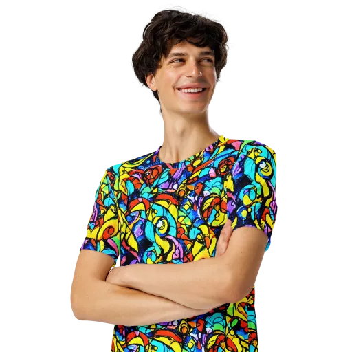 Stained Glass Fever on a Men's Crew Neck T-Shirt