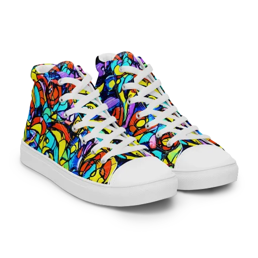Stained Glass Fever on a Men's High Top Canvas Shoes