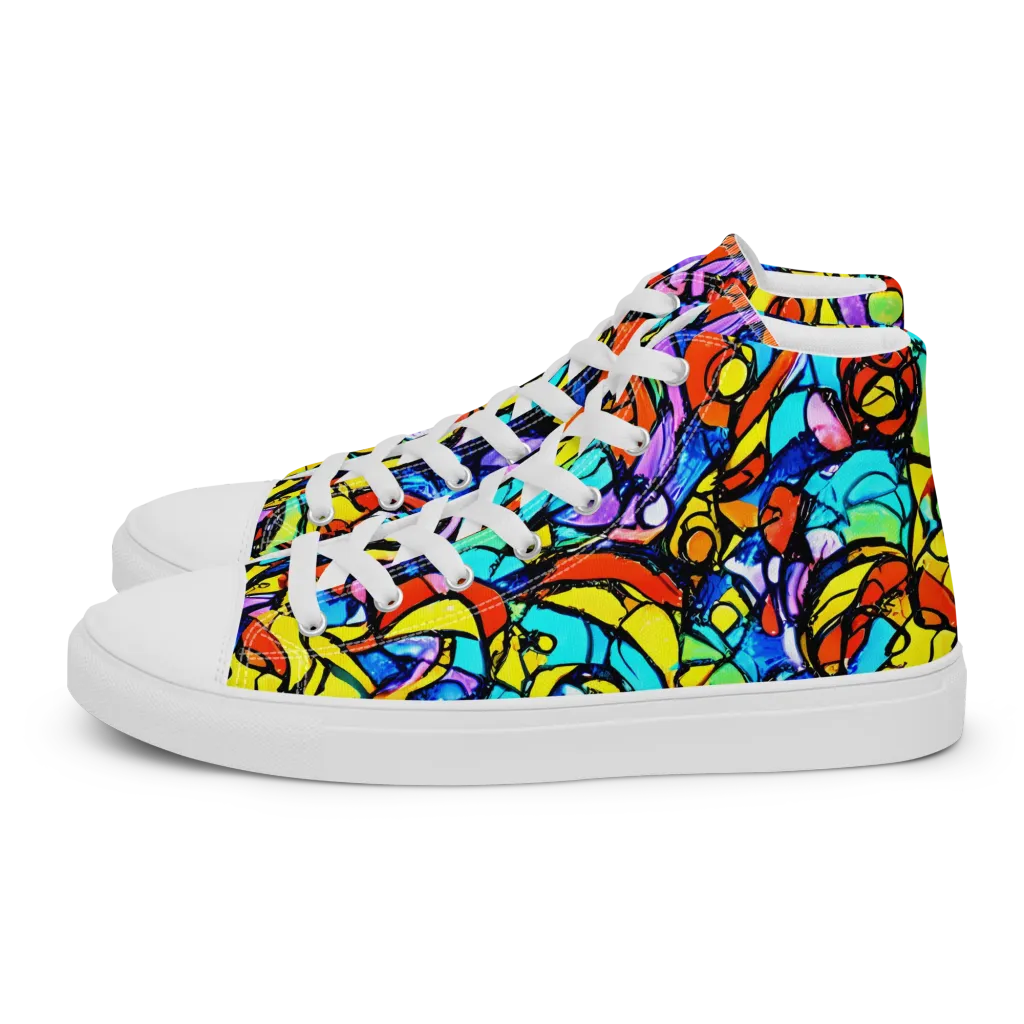 Stained Glass Fever on Men's High Top Canvas Shoes — Left