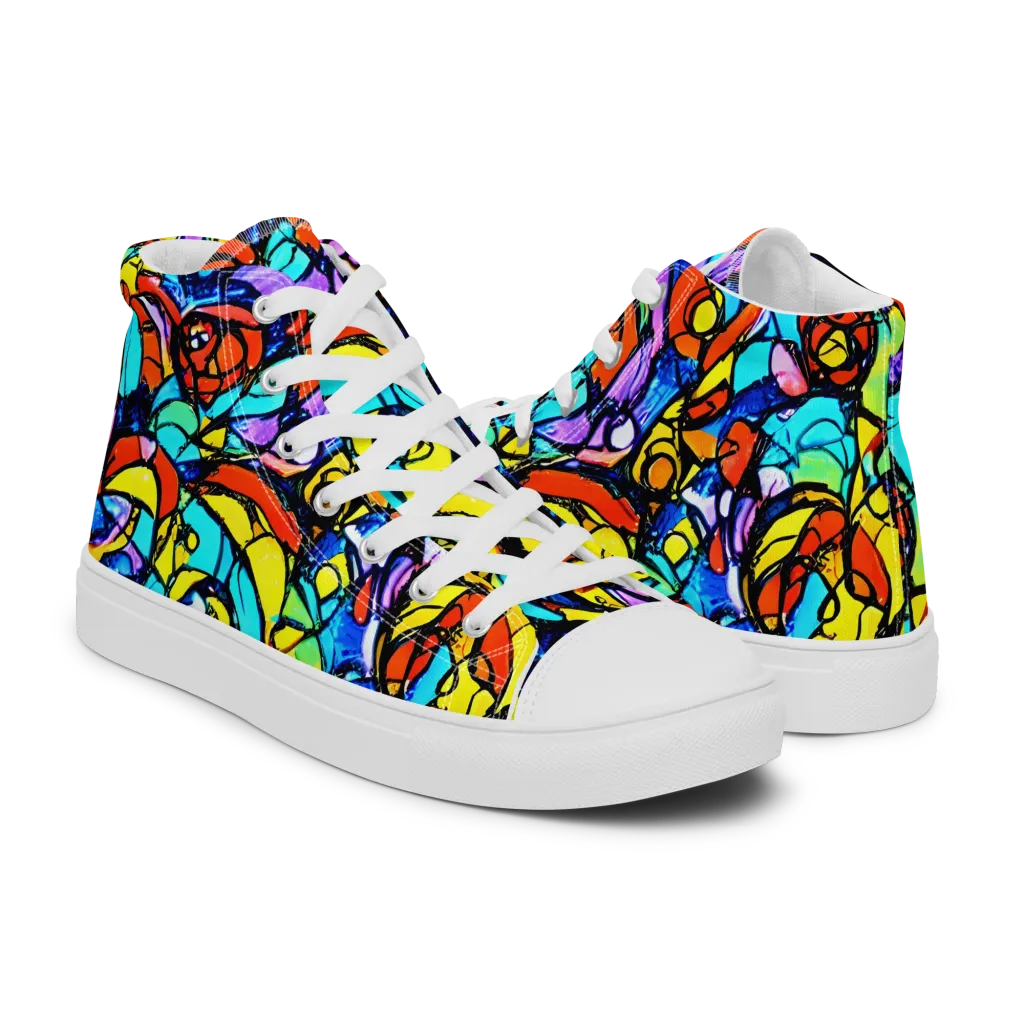 Stained Glass Fever on Men's High Top Canvas Shoes — Right