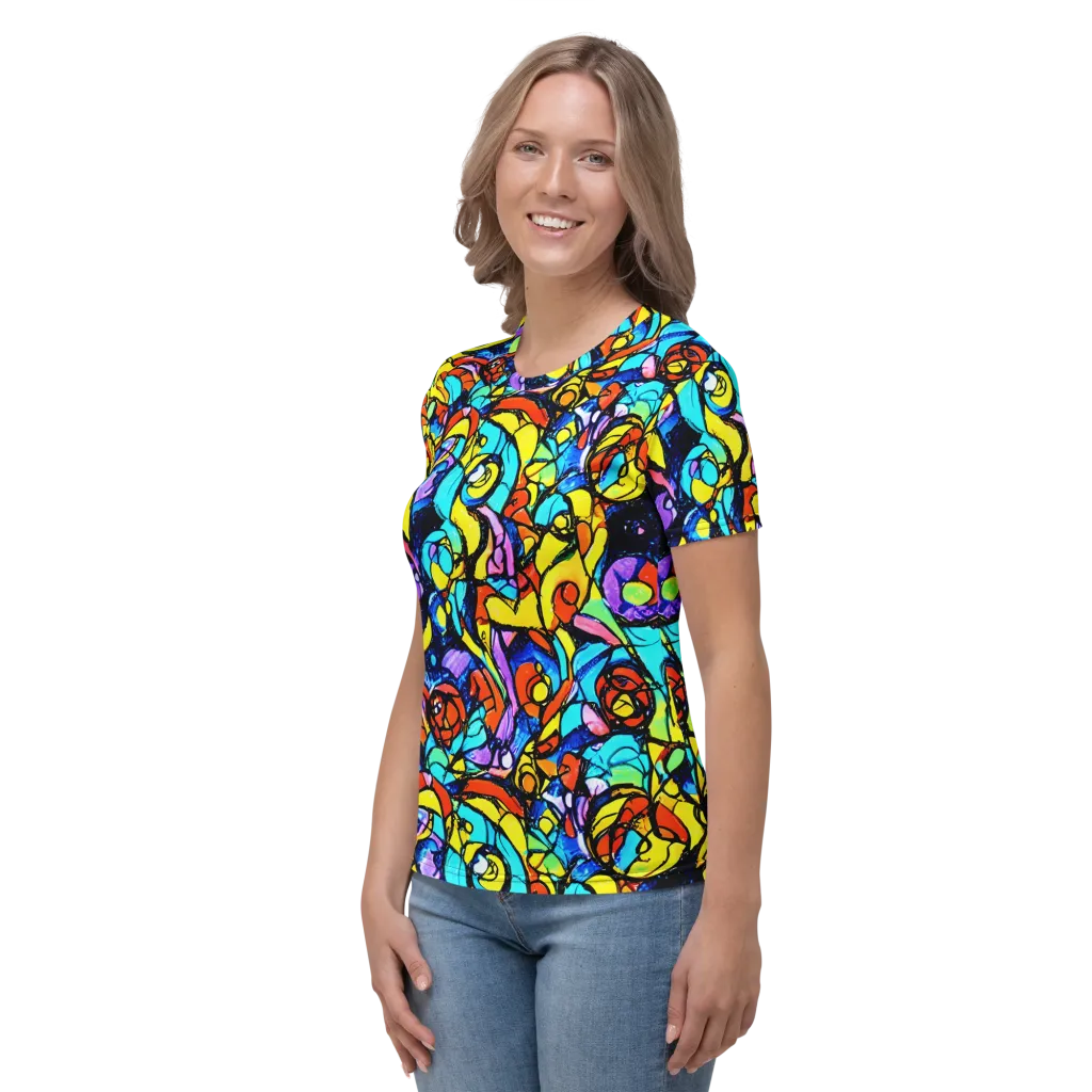 Stained Glass Fever on Women's Crew Neck T-Shirt — Left