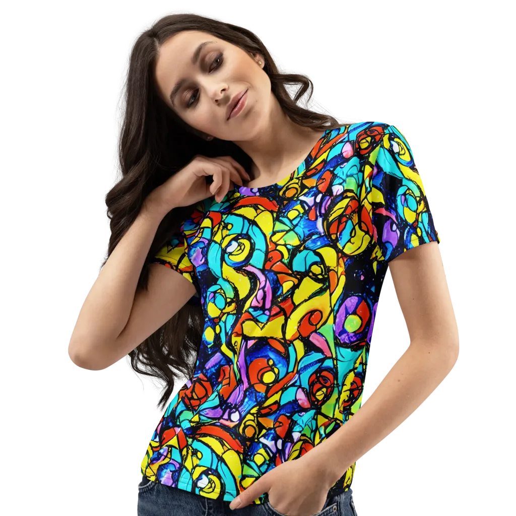 Stained Glass Fever on Women's Crew Neck T-Shirt — Left Front