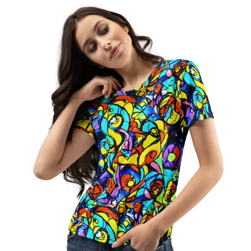 Stained Glass Fever on a Women's Crew Neck T-Shirt
