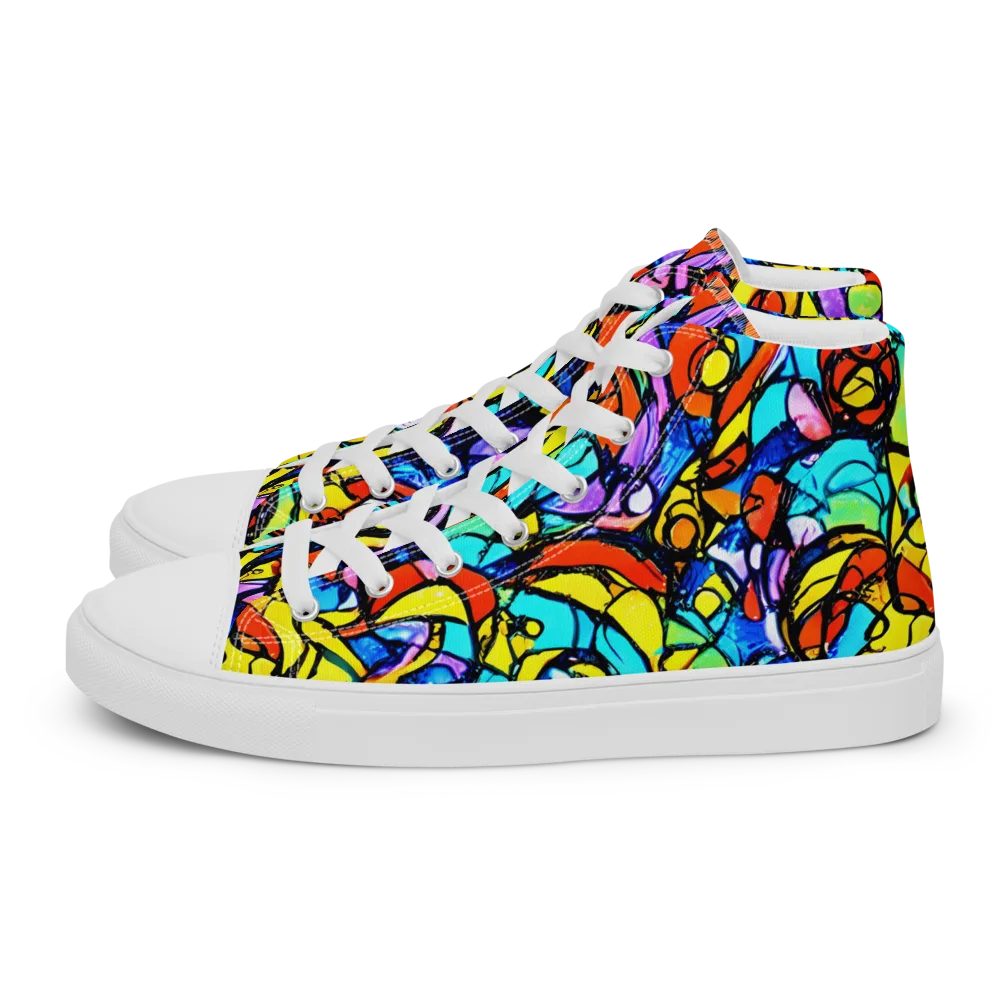 Stained Glass Fever on Women's High Top Canvas Shoes — Left