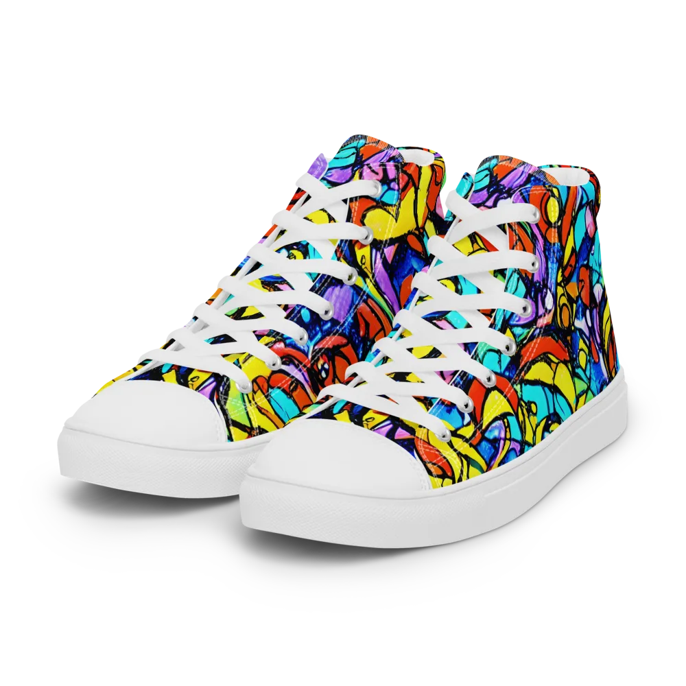Stained Glass Fever on Women's High Top Canvas Shoes — Left Front