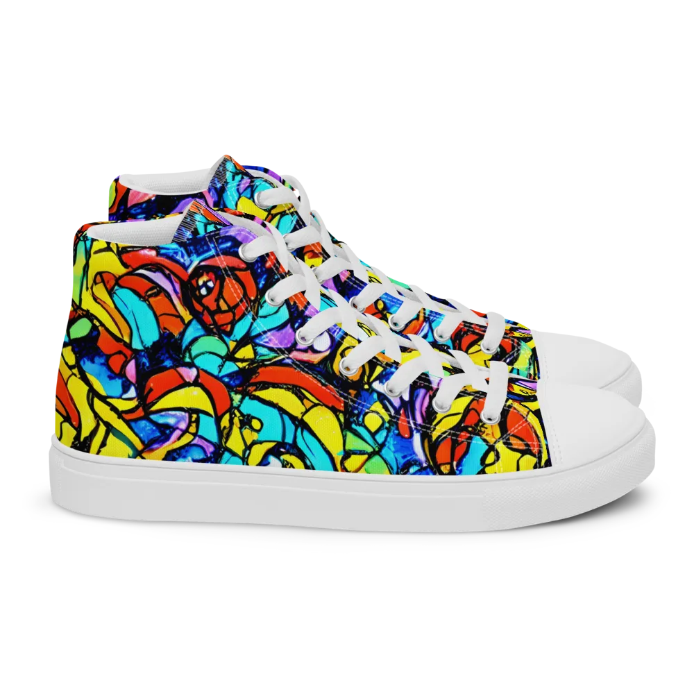 Stained Glass Fever on Women's High Top Canvas Shoes — Right