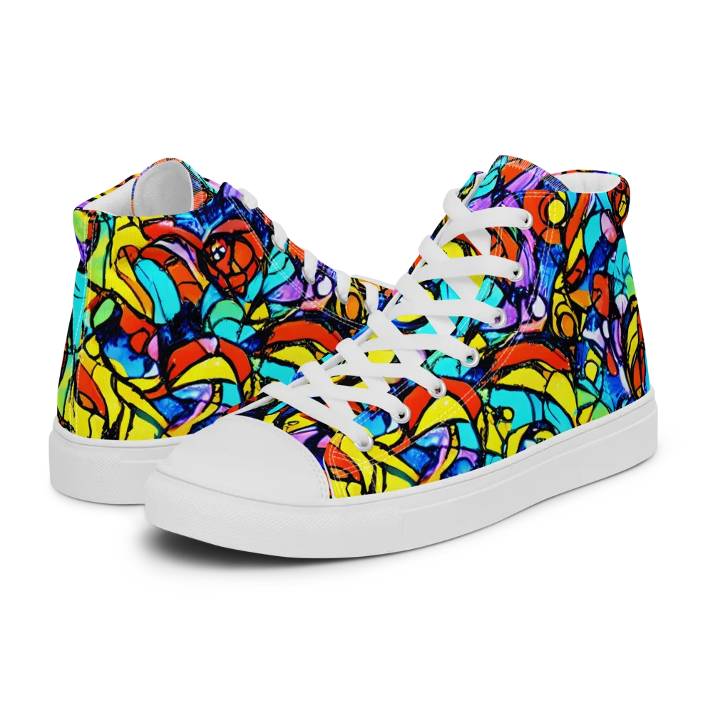 Stained Glass Fever on Women's High Top Canvas Shoes — Left