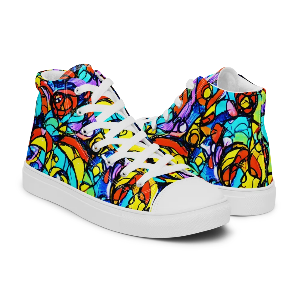 Stained Glass Fever on Women's High Top Canvas Shoes — Right