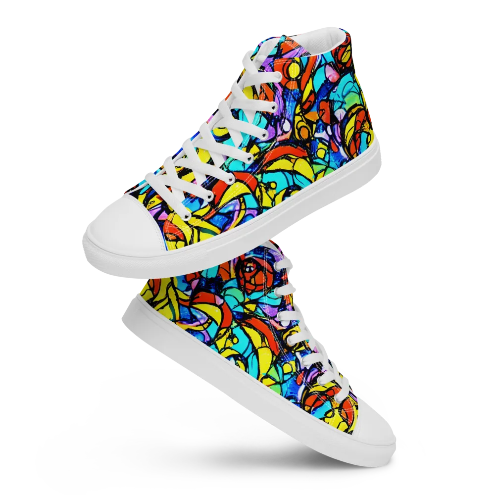 Stained Glass Fever on Women's High Top Canvas Shoes — Front