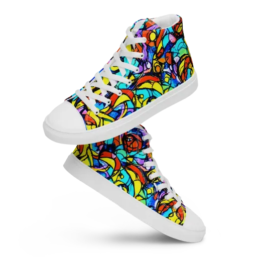 Stained Glass Fever on a Women's High Top Canvas Shoes